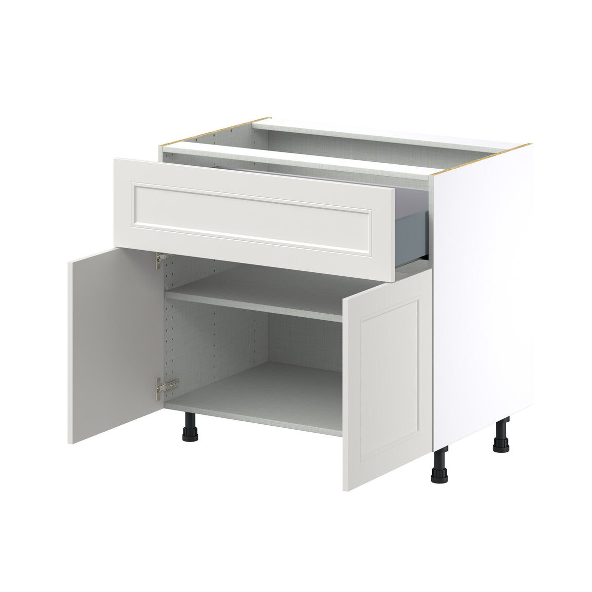 Hugo&Borg Belcourt 36-in W x 34.5-in H x 24-in D Gray Painted 1-Drawer Base Fully Assembled Cabinet (Recessed Panel Shaker Style)