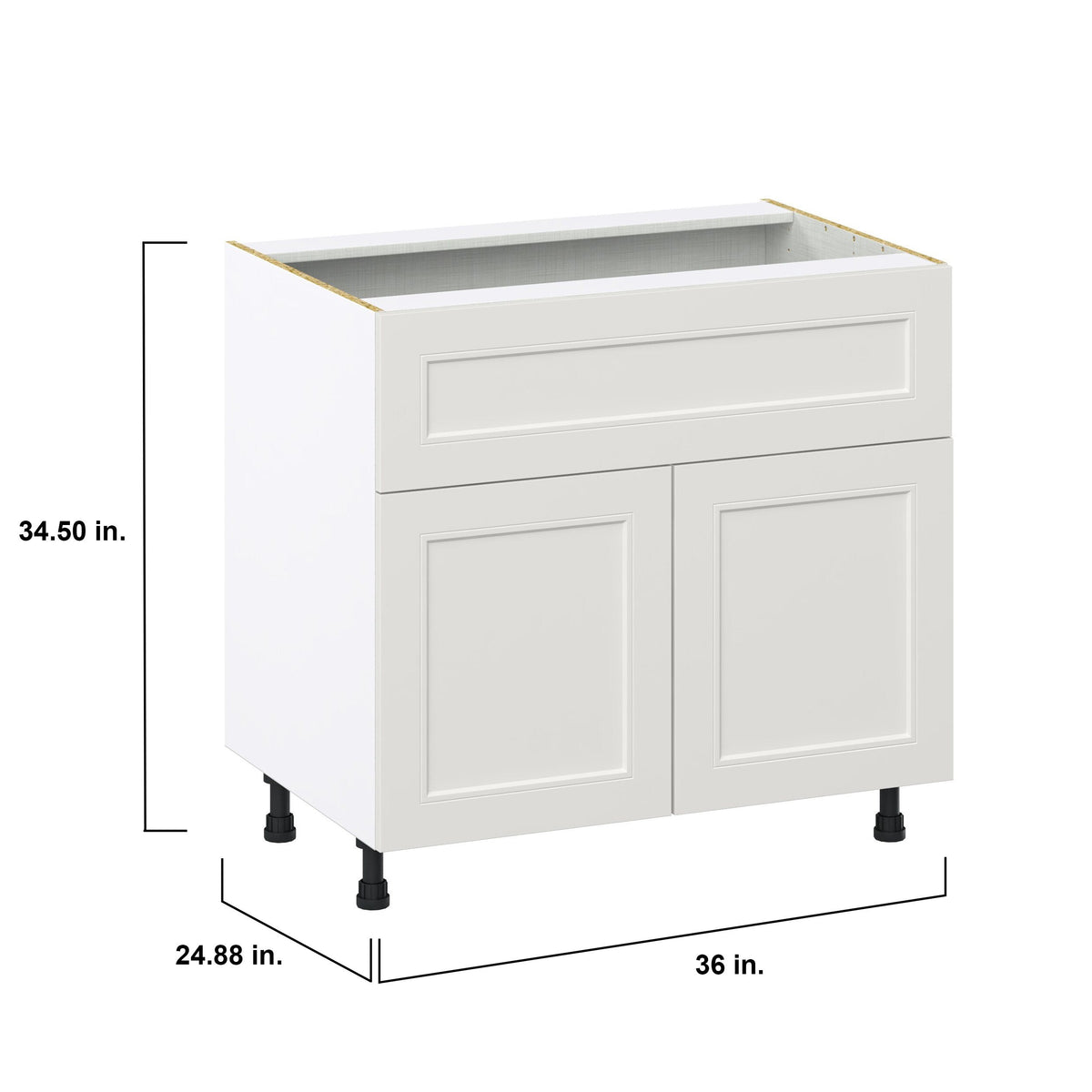 Hugo&Borg Belcourt 36-in W x 34.5-in H x 24-in D Gray Painted 1-Drawer Base Fully Assembled Cabinet (Recessed Panel Shaker Style)