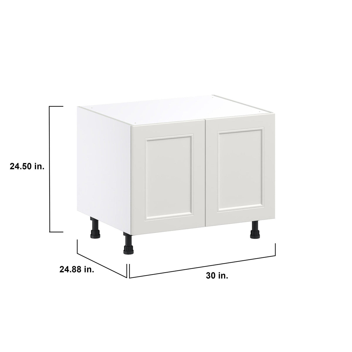 Hugo&Borg Belcourt 30-in W x 24.5-in H x 24-in D Gray Painted Sink Base Fully Assembled Cabinet (Recessed Panel Shaker Style)