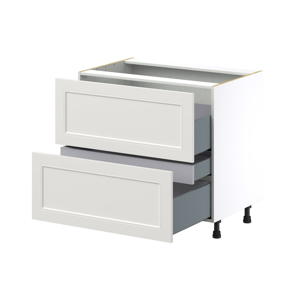 Hugo&Borg Belcourt 36-in W x 34.5-in H x 24-in D Gray Painted 3-Drawer Base Fully Assembled Cabinet (Recessed Panel Style)