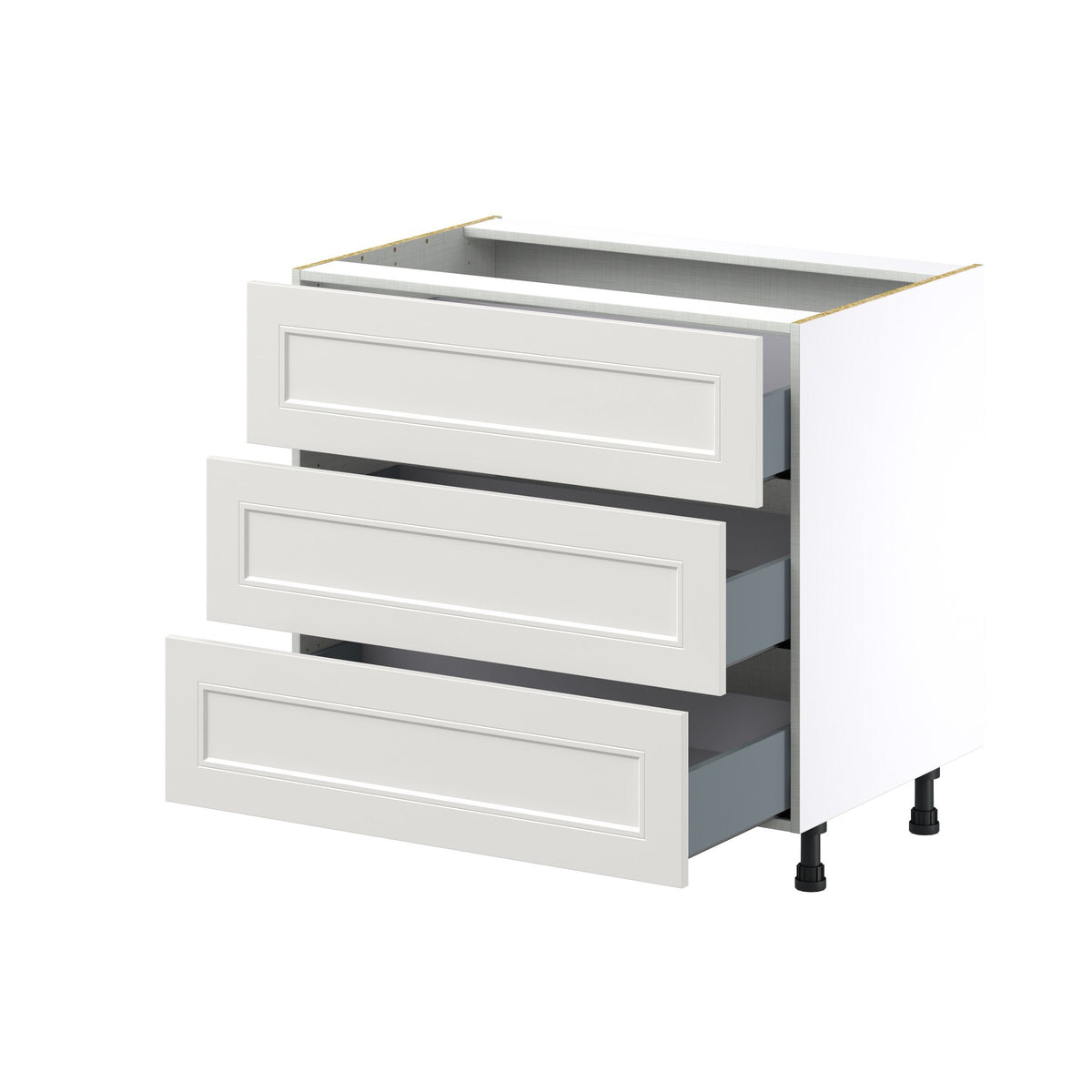 Hugo&Borg Belcourt 36-in W x 34.5-in H x 24-in D Gray Painted 3-Drawer Base Fully Assembled Cabinet (Recessed Panel Style)