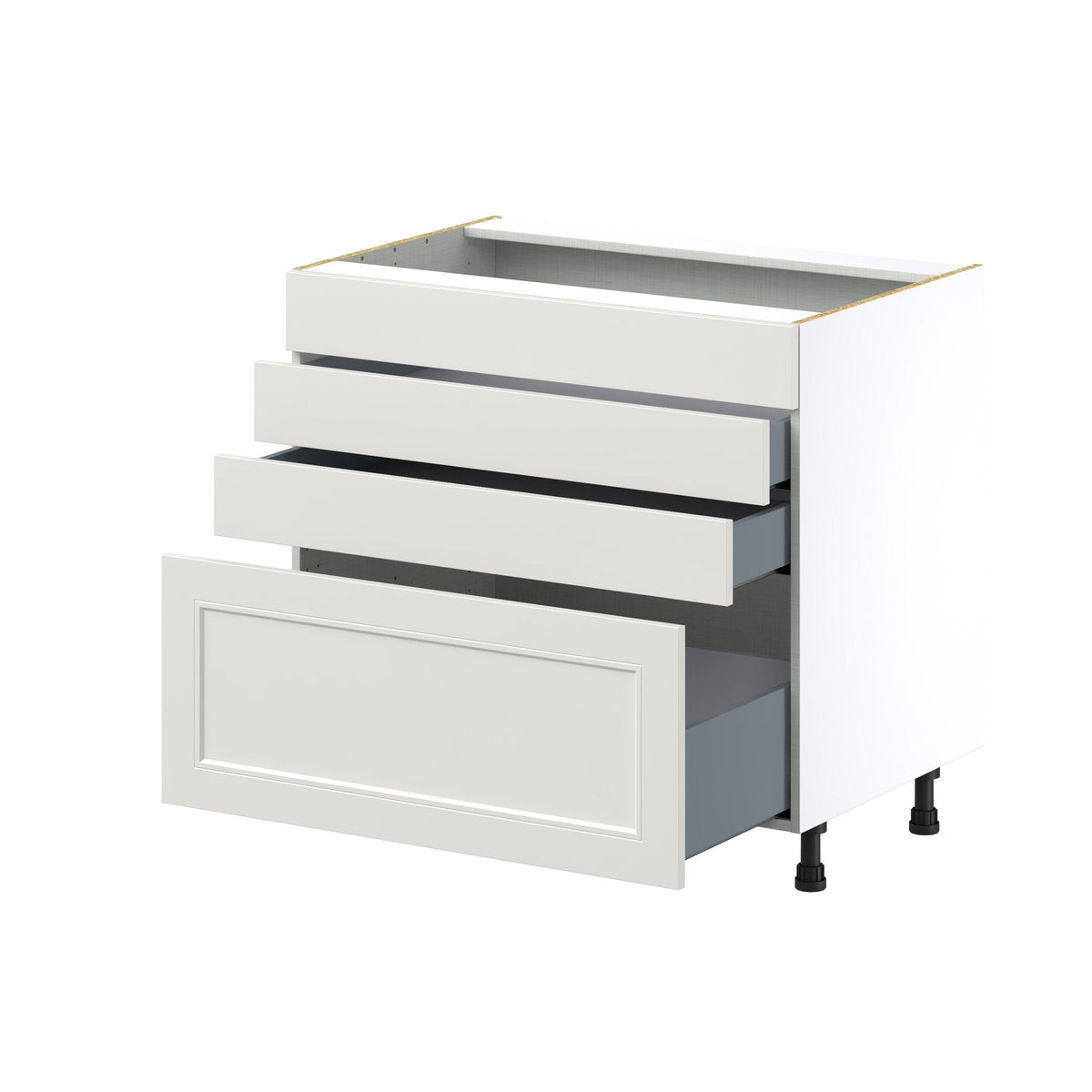 Hugo&Borg Belcourt 36-in W x 34.5-in H x 24-in D Gray Painted 4-Drawer Base Fully Assembled Cabinet (Recessed Panel Style)