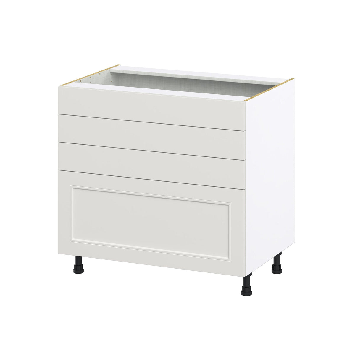 Hugo&Borg Belcourt 36-in W x 34.5-in H x 24-in D Gray Painted 4-Drawer Base Fully Assembled Cabinet (Recessed Panel Style)
