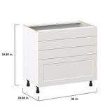 Hugo&Borg Belcourt 36-in W x 34.5-in H x 24-in D Gray Painted 4-Drawer Base Fully Assembled Cabinet (Recessed Panel Style)