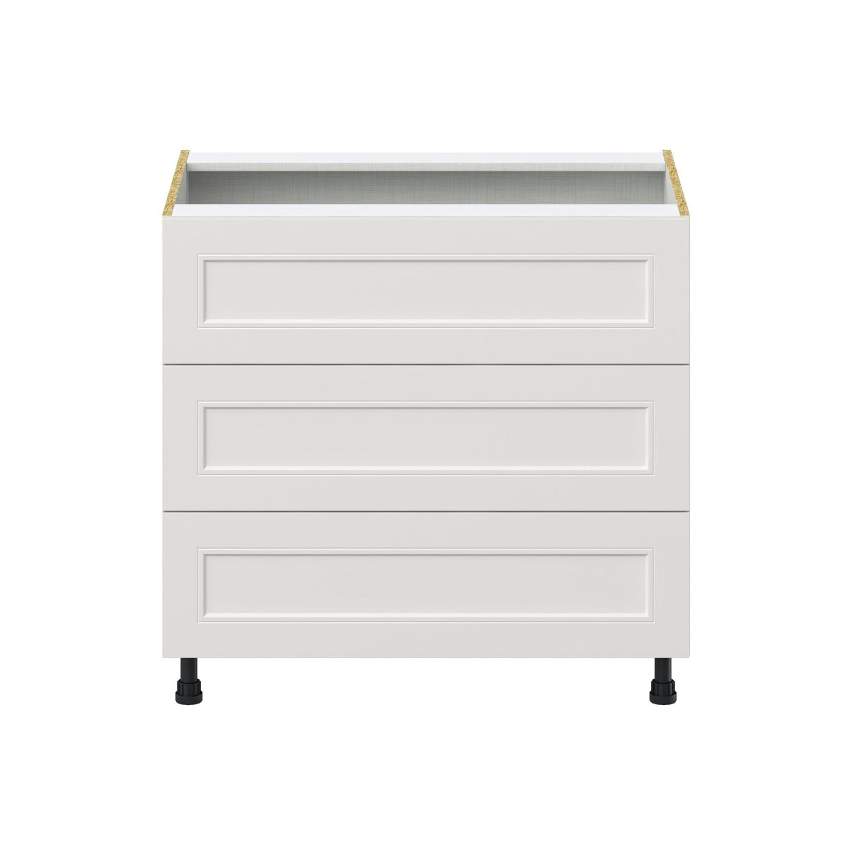 Hugo&Borg Belcourt 36-in W x 34.5-in H x 24-in D Gray Painted 3-Drawer Base Fully Assembled Cabinet (Recessed Panel Style)