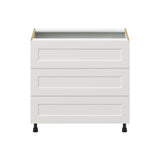 Hugo&Borg Belcourt 36-in W x 34.5-in H x 24-in D Gray Painted 3-Drawer Base Fully Assembled Cabinet (Recessed Panel Style)