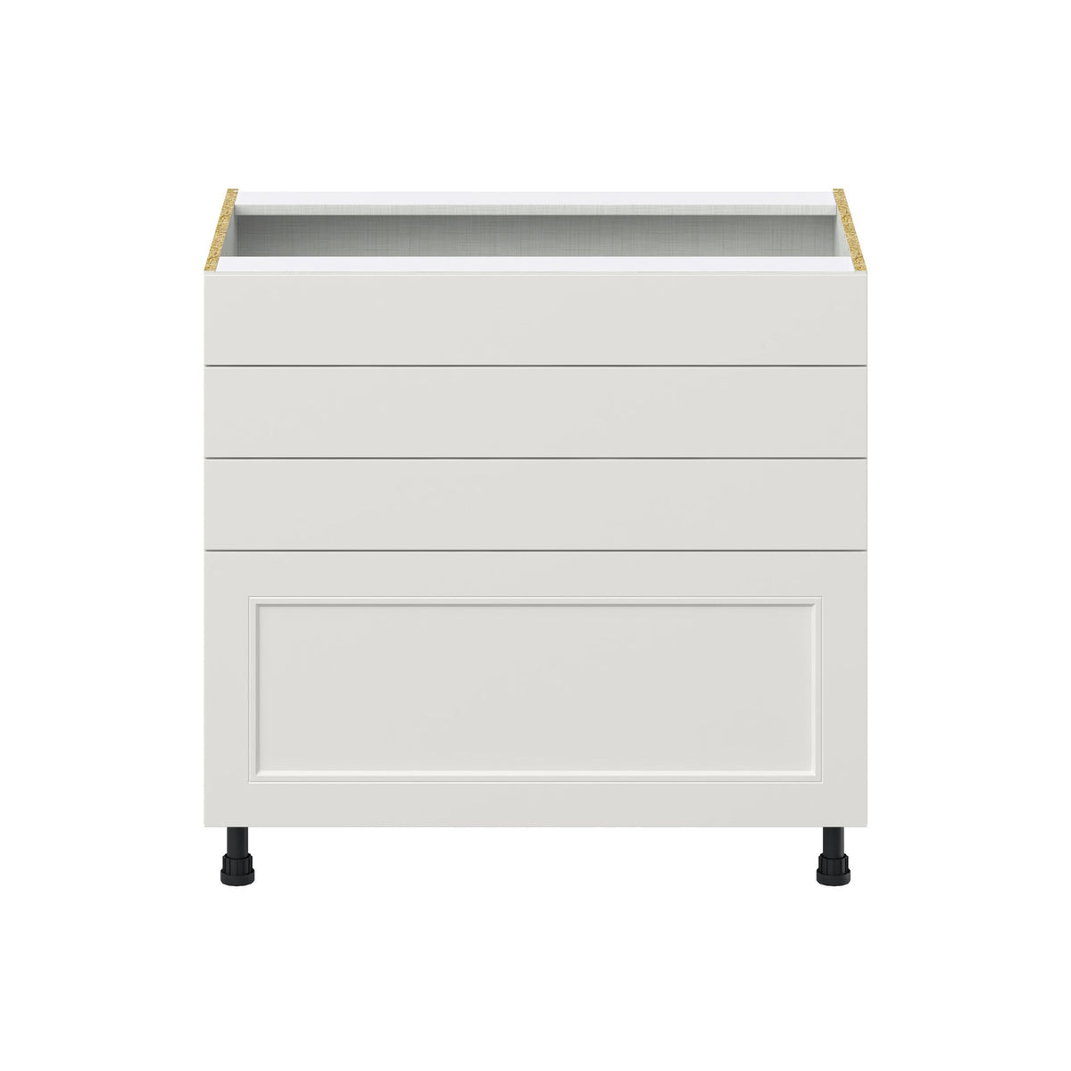 Hugo&Borg Belcourt 36-in W x 34.5-in H x 24-in D Gray Painted 4-Drawer Base Fully Assembled Cabinet (Recessed Panel Style)