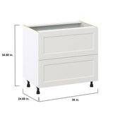Hugo&Borg Belcourt 36-in W x 34.5-in H x 24-in D Gray Painted 2-Drawer Base Fully Assembled Cabinet (Recessed Panel Style)