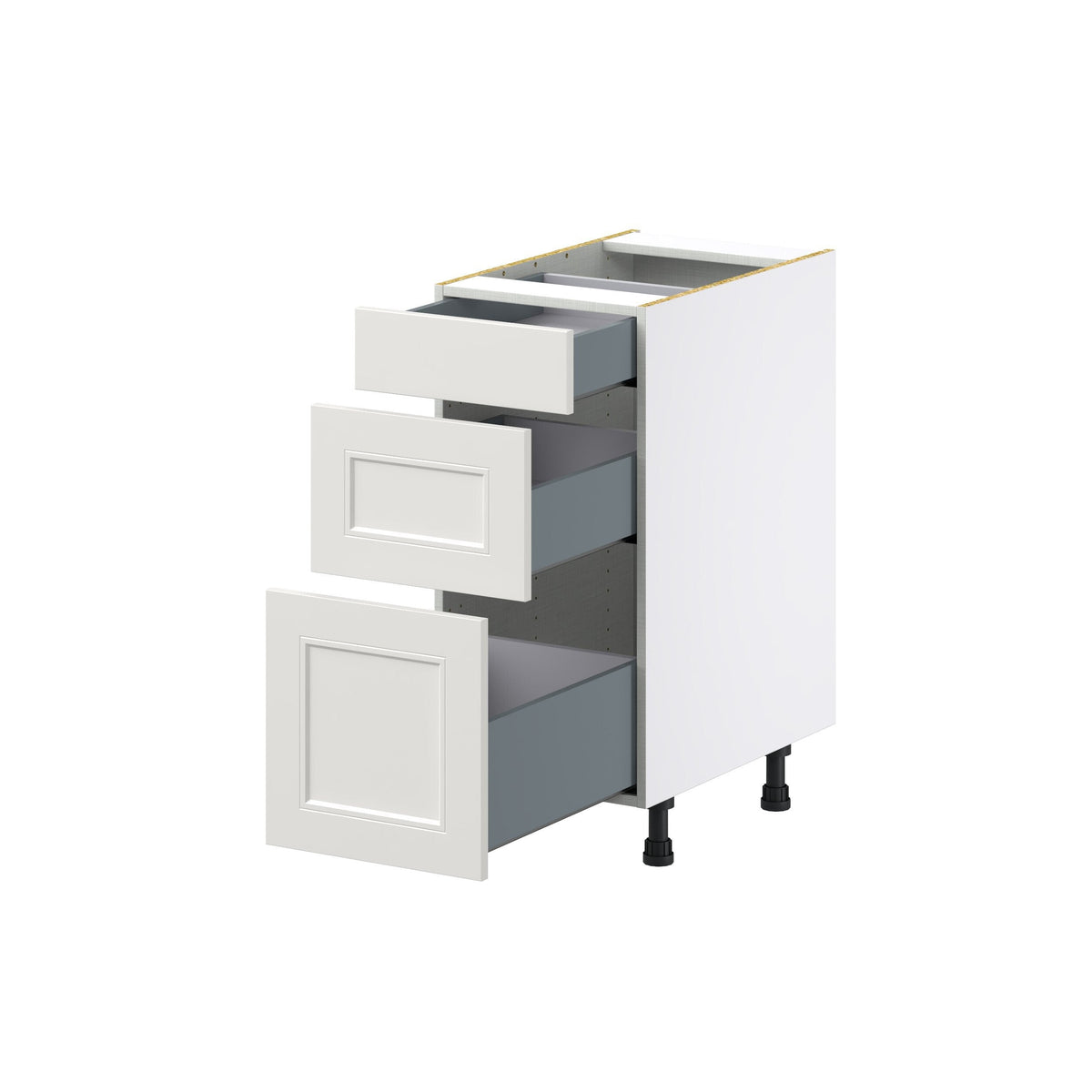 Hugo&Borg Belcourt 15-in W x 34.5-in H x 24-in D Gray Painted 3-Drawer Base Fully Assembled Cabinet (Recessed Panel Style)