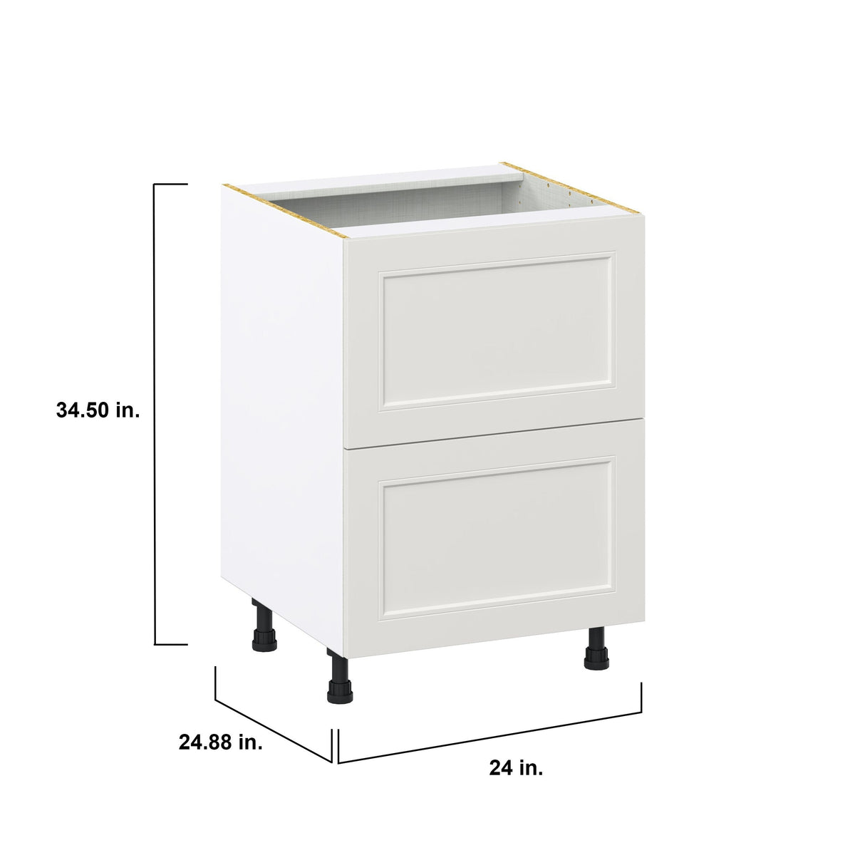 Hugo&Borg Belcourt 24-in W x 34.5-in H x 24-in D Gray Painted 2-Drawer Base Fully Assembled Cabinet (Recessed Panel Style)