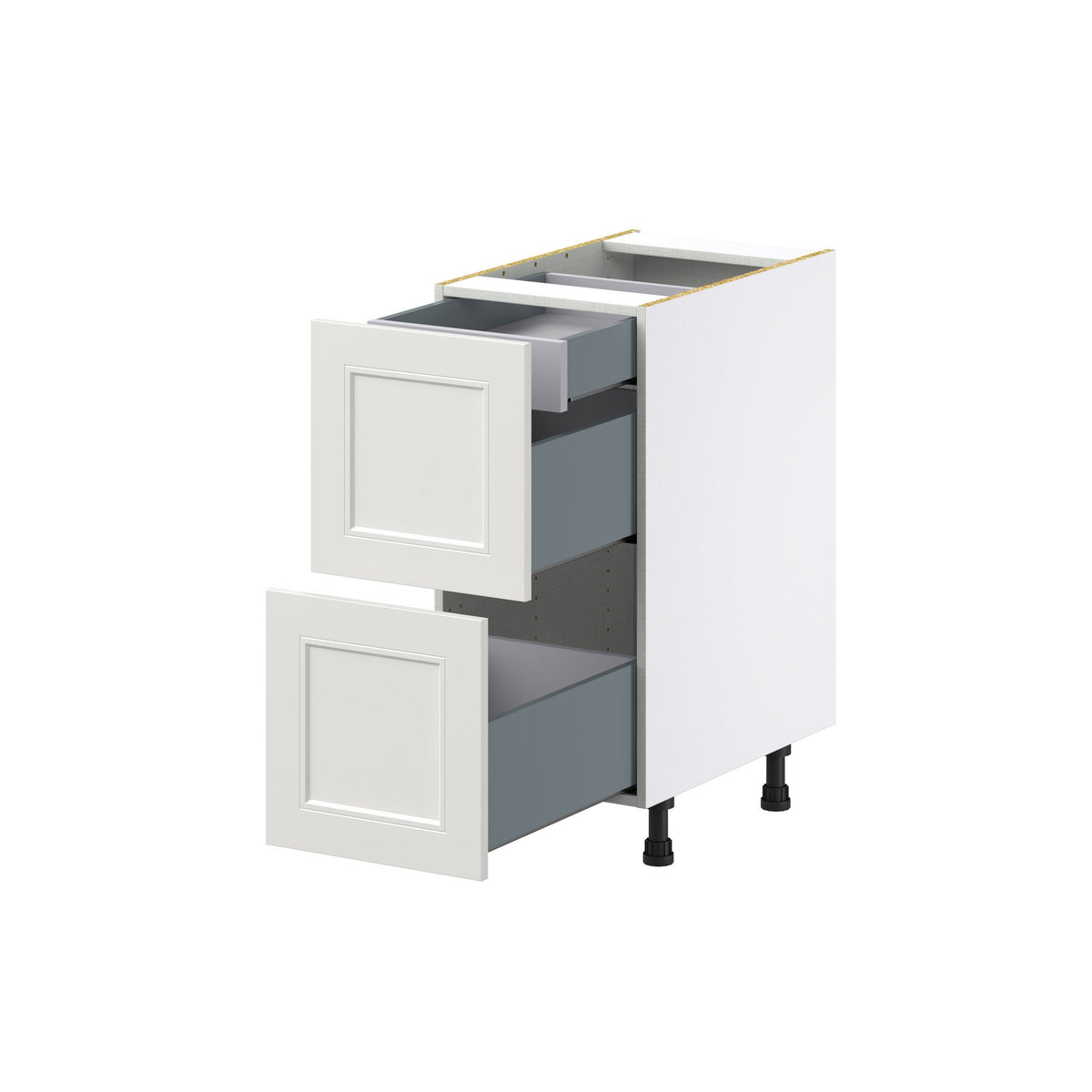 Hugo&Borg Belcourt 15-in W x 34.5-in H x 24-in D Gray Painted 3-Drawer Base Fully Assembled Cabinet (Recessed Panel Style)