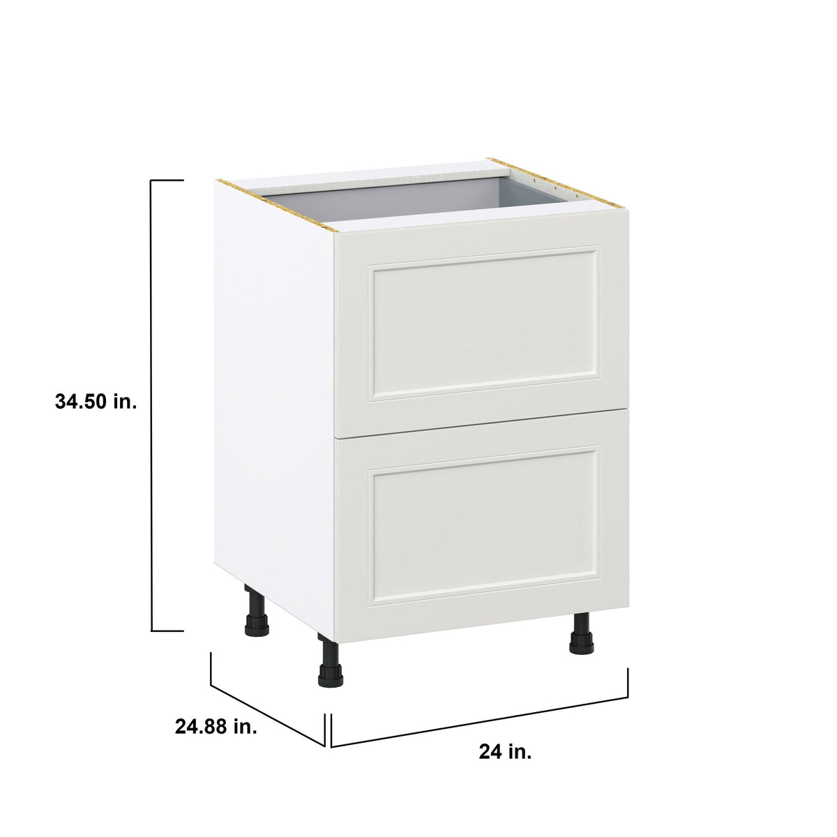 Hugo&Borg Belcourt 24-in W x 34.5-in H x 24-in D Gray Painted 3-Drawer Base Fully Assembled Cabinet (Recessed Panel Style)