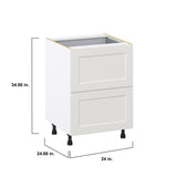 Hugo&Borg Belcourt 24-in W x 34.5-in H x 24-in D Gray Painted 3-Drawer Base Fully Assembled Cabinet (Recessed Panel Style)