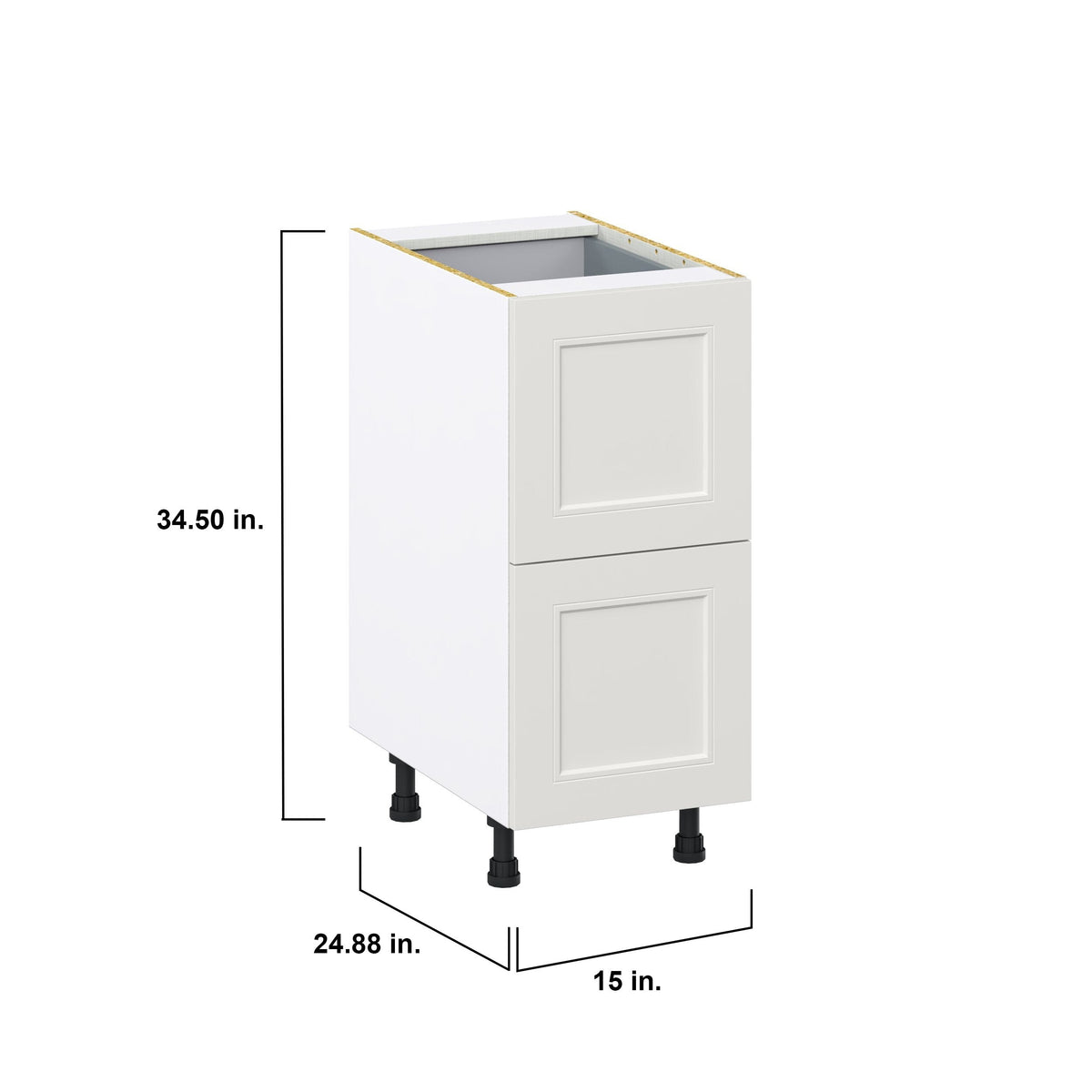 Hugo&Borg Belcourt 15-in W x 34.5-in H x 24-in D Gray Painted 3-Drawer Base Fully Assembled Cabinet (Recessed Panel Style)