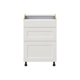 Hugo&Borg Belcourt 24-in W x 34.5-in H x 24-in D Gray Painted 3-Drawer Base Fully Assembled Cabinet (Recessed Panel Style)