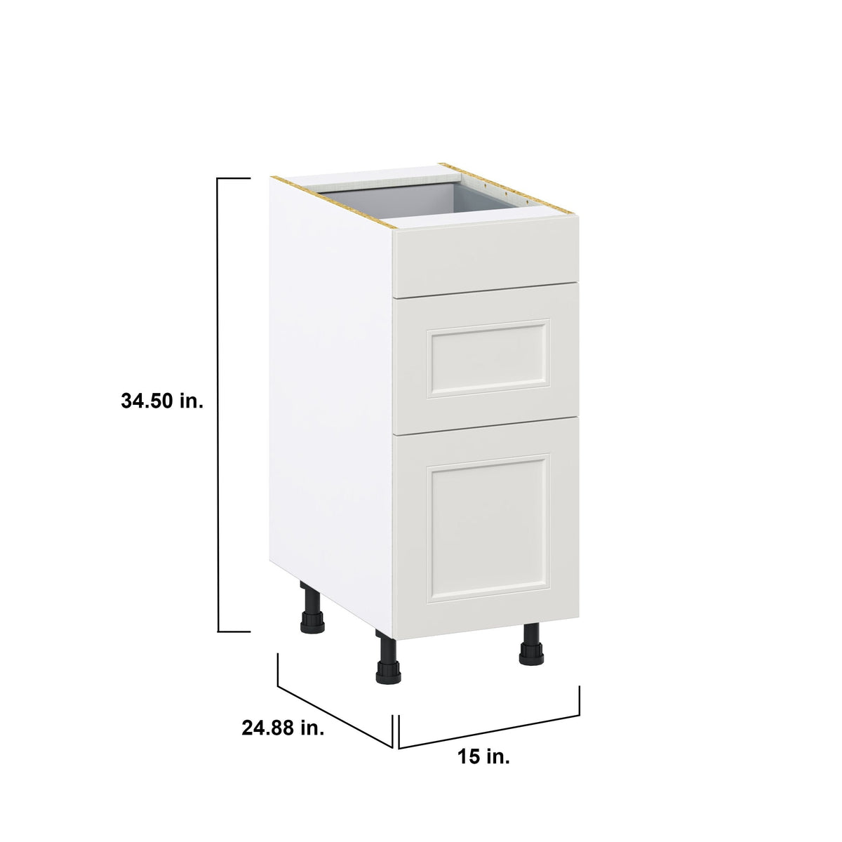 Hugo&Borg Belcourt 15-in W x 34.5-in H x 24-in D Gray Painted 3-Drawer Base Fully Assembled Cabinet (Recessed Panel Style)