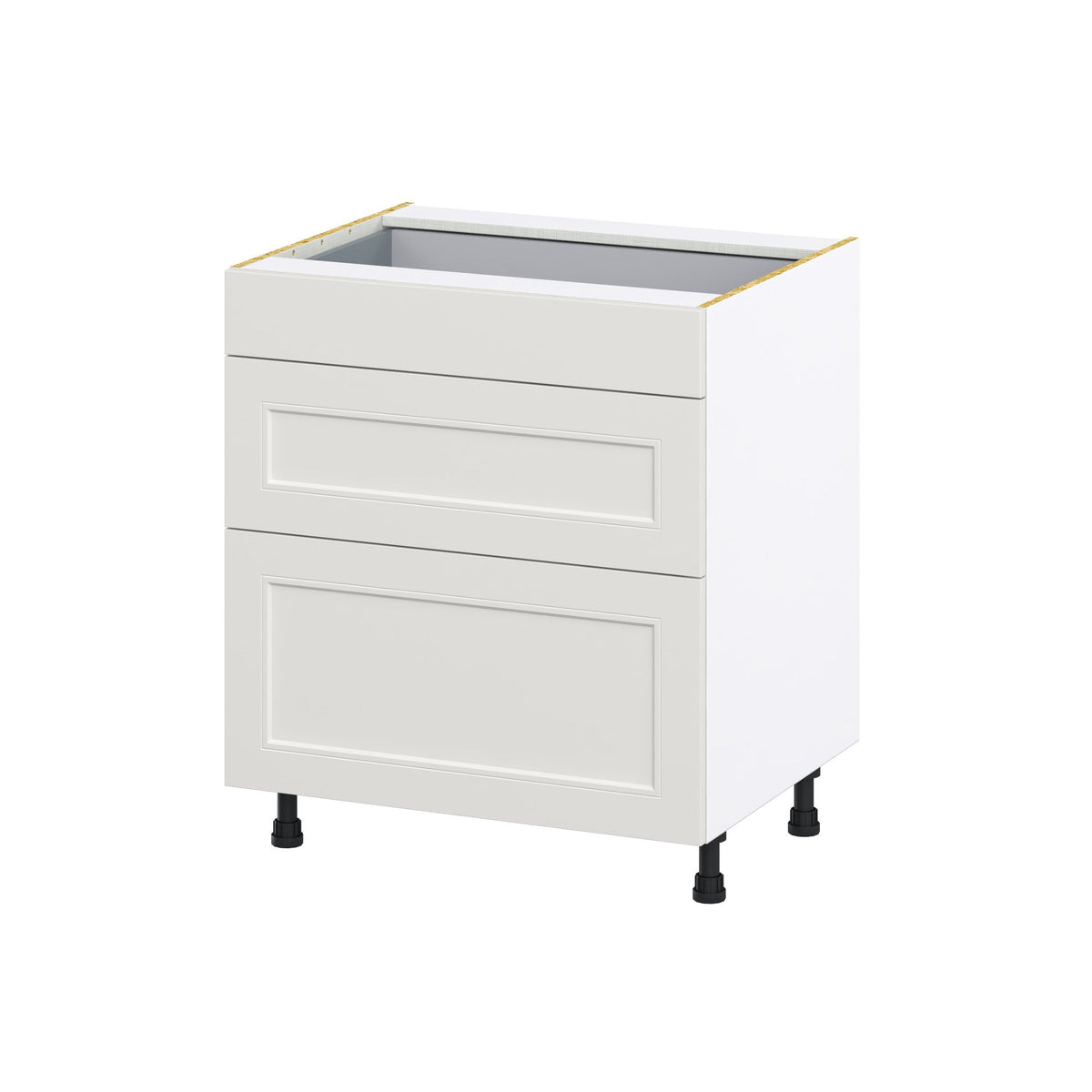 Hugo&Borg Belcourt 30-in W x 34.5-in H x 24-in D Gray Painted 3-Drawer Base Fully Assembled Cabinet (Recessed Panel Style)