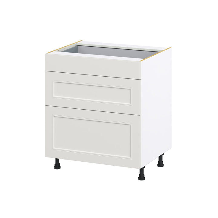 Hugo&Borg Belcourt 30-in W x 34.5-in H x 24-in D Gray Painted 3-Drawer Base Fully Assembled Cabinet (Recessed Panel Style)