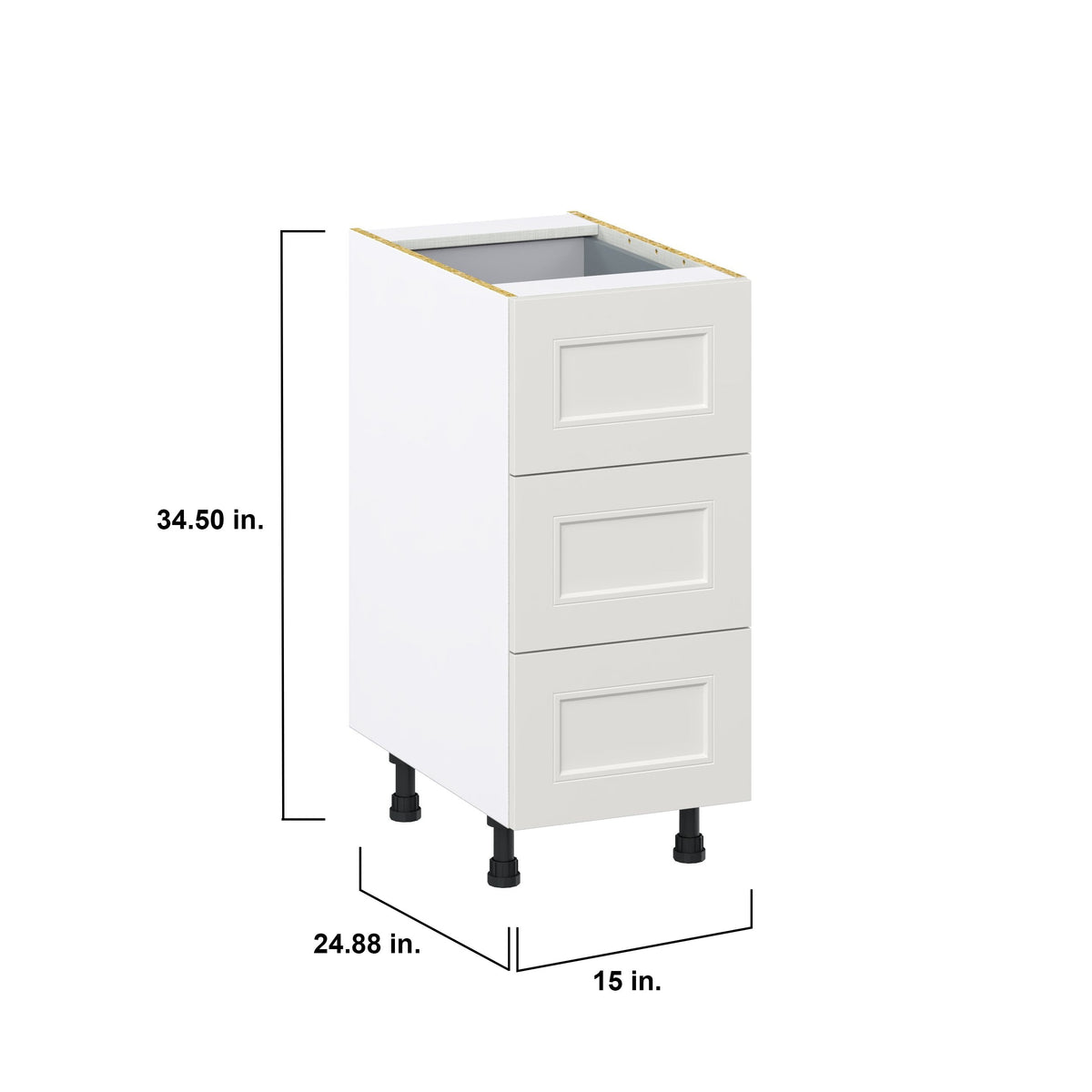 Hugo&Borg Belcourt 15-in W x 34.5-in H x 24-in D Gray Painted 4-Drawer Base Fully Assembled Cabinet (Recessed Panel Style)