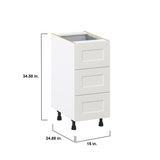Hugo&Borg Belcourt 15-in W x 34.5-in H x 24-in D Gray Painted 4-Drawer Base Fully Assembled Cabinet (Recessed Panel Style)