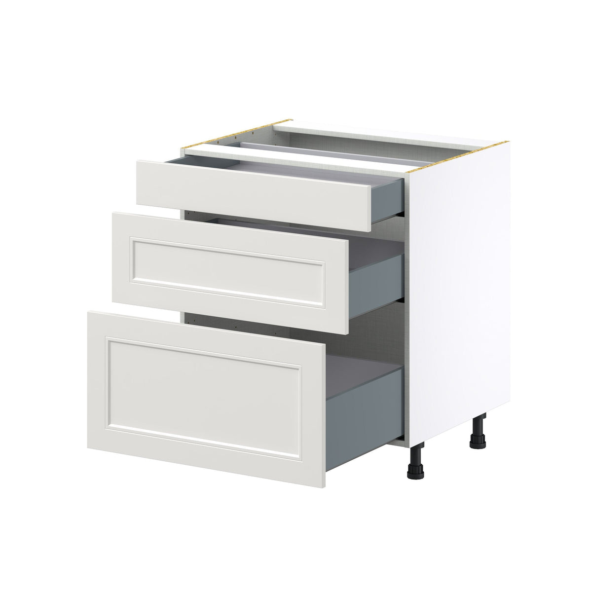 Hugo&Borg Belcourt 30-in W x 34.5-in H x 24-in D Gray Painted 3-Drawer Base Fully Assembled Cabinet (Recessed Panel Style)