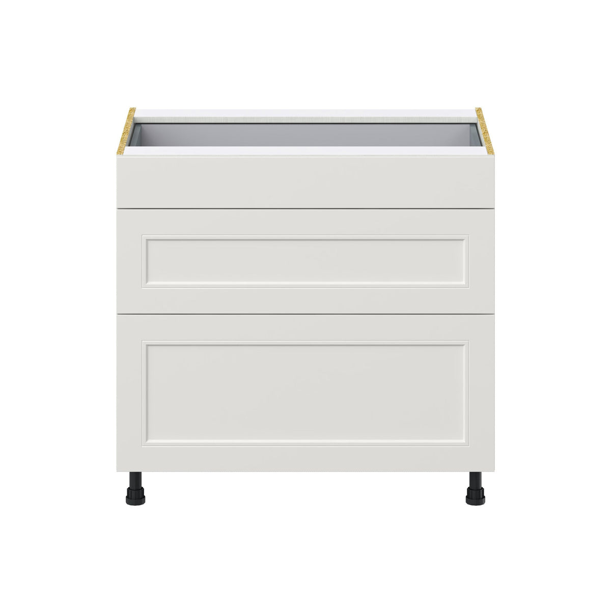 Hugo&Borg Belcourt 36-in W x 34.5-in H x 24-in D Gray Painted 3-Drawer Base Fully Assembled Cabinet (Recessed Panel Style)