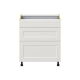 Hugo&Borg Belcourt 30-in W x 34.5-in H x 24-in D Gray Painted 3-Drawer Base Fully Assembled Cabinet (Recessed Panel Style)