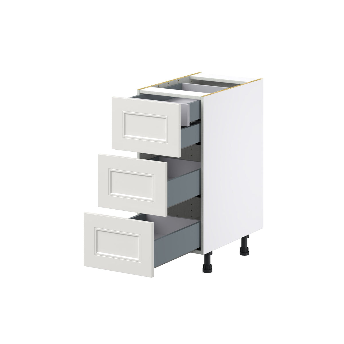 Hugo&Borg Belcourt 15-in W x 34.5-in H x 24-in D Gray Painted 4-Drawer Base Fully Assembled Cabinet (Recessed Panel Style)