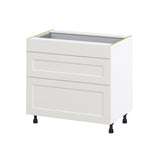 Hugo&Borg Belcourt 36-in W x 34.5-in H x 24-in D Gray Painted 3-Drawer Base Fully Assembled Cabinet (Recessed Panel Style)