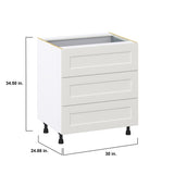 Hugo&Borg Belcourt 30-in W x 34.5-in H x 24-in D Gray Painted 4-Drawer Base Fully Assembled Cabinet (Recessed Panel Style)
