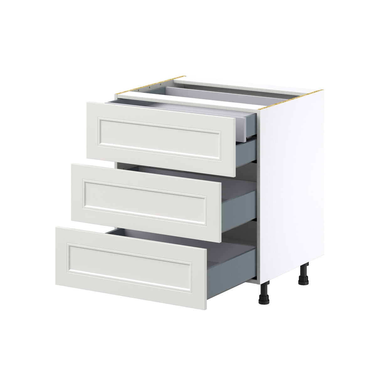 Hugo&Borg Belcourt 30-in W x 34.5-in H x 24-in D Gray Painted 4-Drawer Base Fully Assembled Cabinet (Recessed Panel Style)