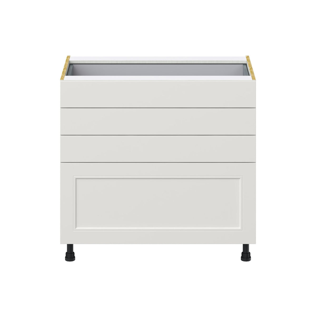Hugo&Borg Belcourt 36-in W x 34.5-in H x 24-in D Gray Painted 4-Drawer Base Fully Assembled Cabinet (Recessed Panel Style)