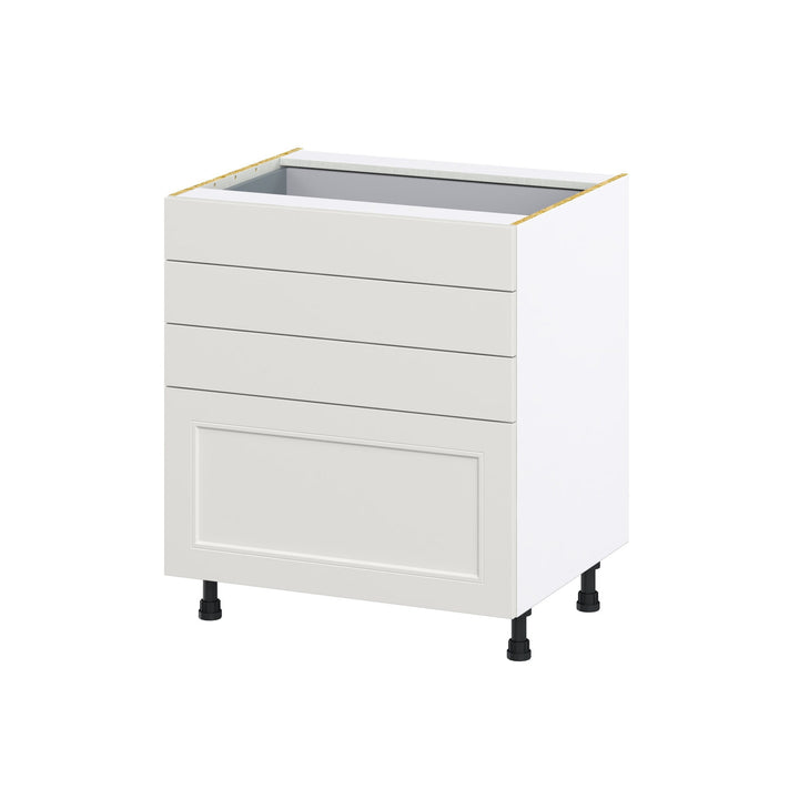 Hugo&Borg Belcourt 30-in W x 34.5-in H x 24-in D Gray Painted 4-Drawer Base Fully Assembled Cabinet (Recessed Panel Style)