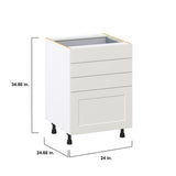 Hugo&Borg Belcourt 24-in W x 34.5-in H x 24-in D Gray Painted 4-Drawer Base Fully Assembled Cabinet (Recessed Panel Style)