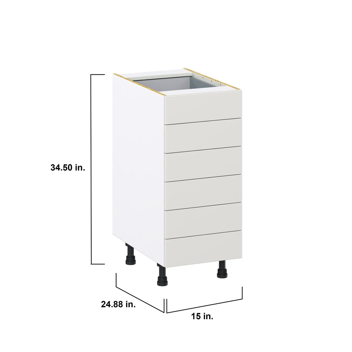 Hugo&Borg Belcourt 15-in W x 34.5-in H x 24-in D Gray Painted 6-Drawer Base Fully Assembled Cabinet (Recessed Panel Style)