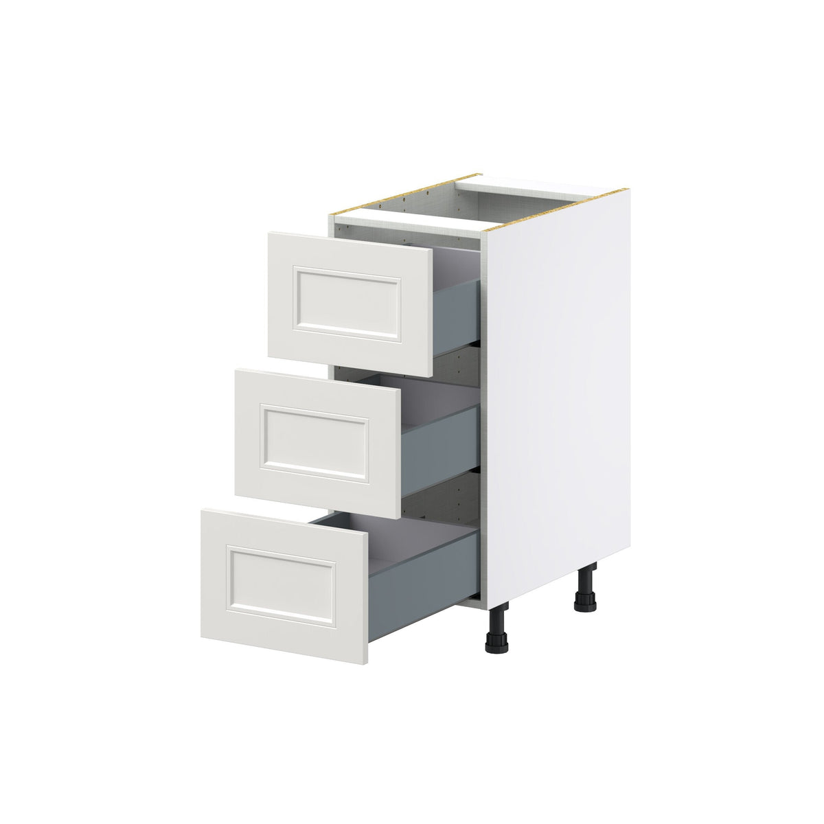 Hugo&Borg Belcourt 15-in W x 34.5-in H x 24-in D Gray Painted 3-Drawer Base Fully Assembled Cabinet (Recessed Panel Style)
