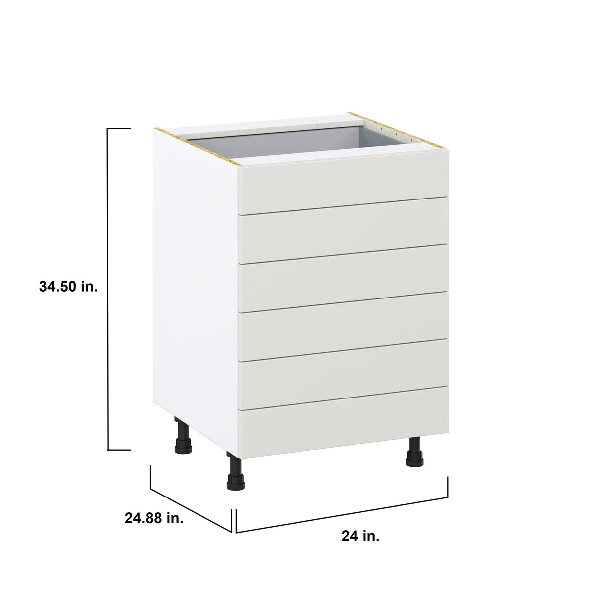 Hugo&Borg Belcourt 24-in W x 34.5-in H x 24-in D Gray Painted 6-Drawer Base Fully Assembled Cabinet (Recessed Panel Style)