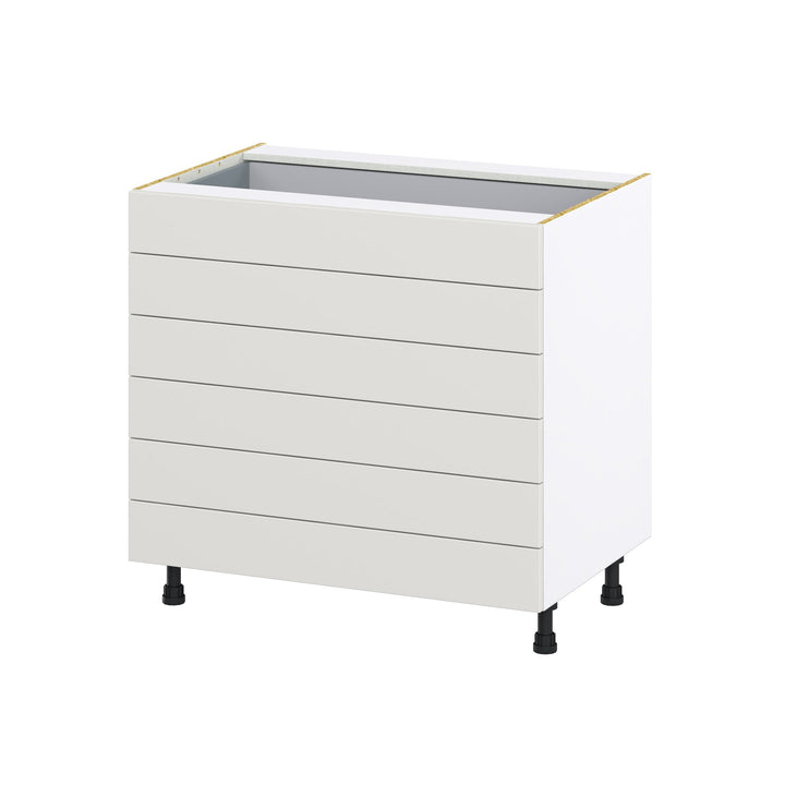 Hugo&Borg Belcourt 36-in W x 34.5-in H x 24-in D Gray Painted 6-Drawer Base Fully Assembled Cabinet (Recessed Panel Style)