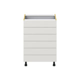 Hugo&Borg Belcourt 24-in W x 34.5-in H x 24-in D Gray Painted 6-Drawer Base Fully Assembled Cabinet (Recessed Panel Style)