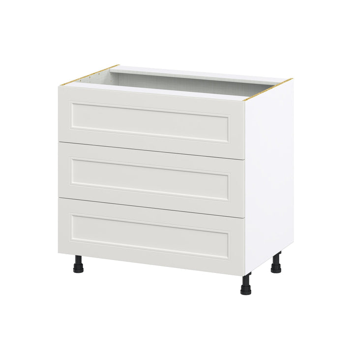 Hugo&Borg Belcourt 36-in W x 34.5-in H x 24-in D Gray Painted 3-Drawer Base Fully Assembled Cabinet (Recessed Panel Style)