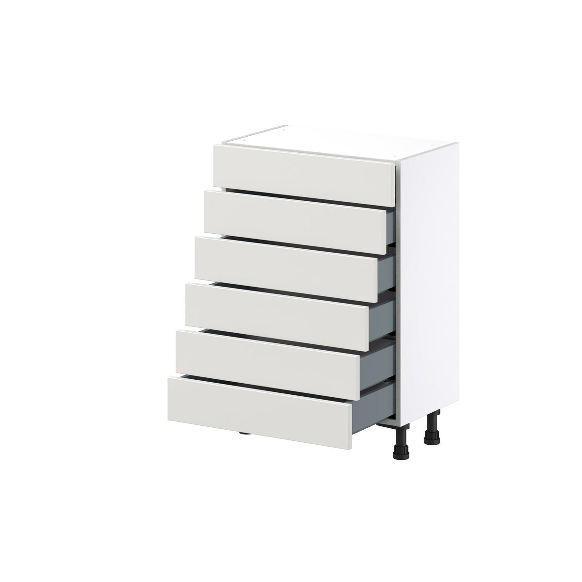 Hugo&Borg Belcourt 24-in W x 34.5-in H x 14-in D Gray Painted 6-Drawer Base Fully Assembled Cabinet (Recessed Panel Style)