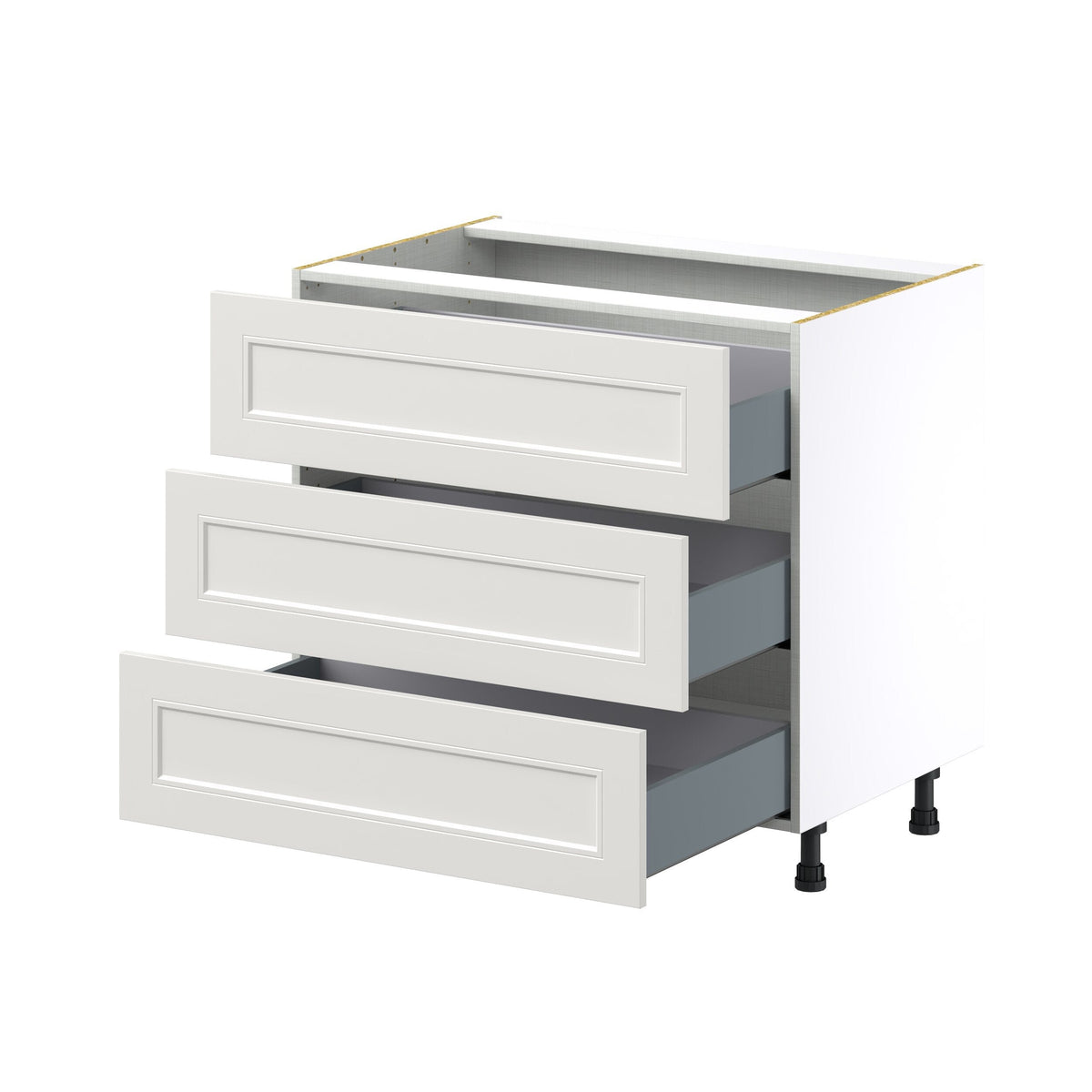 Hugo&Borg Belcourt 36-in W x 34.5-in H x 24-in D Gray Painted 3-Drawer Base Fully Assembled Cabinet (Recessed Panel Style)