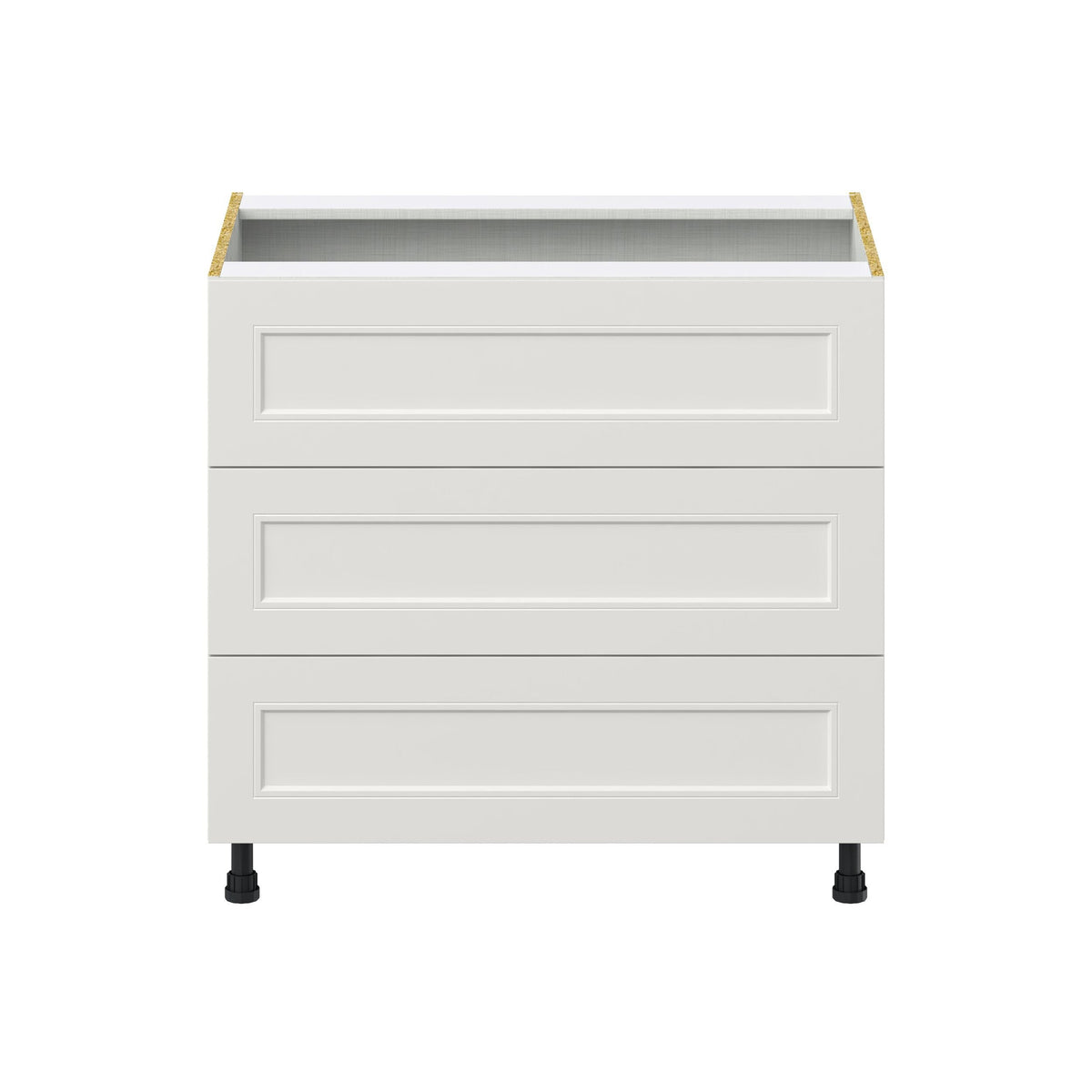 Hugo&Borg Belcourt 36-in W x 34.5-in H x 24-in D Gray Painted 3-Drawer Base Fully Assembled Cabinet (Recessed Panel Style)