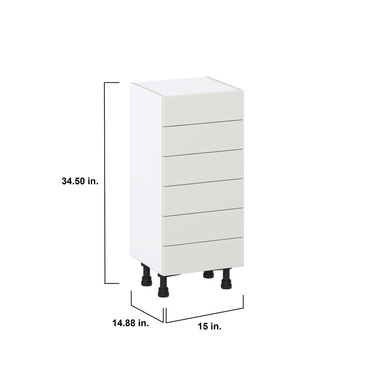 Hugo&Borg Belcourt 15-in W x 34.5-in H x 14-in D Gray Painted 6-Drawer Base Fully Assembled Cabinet (Recessed Panel Style)
