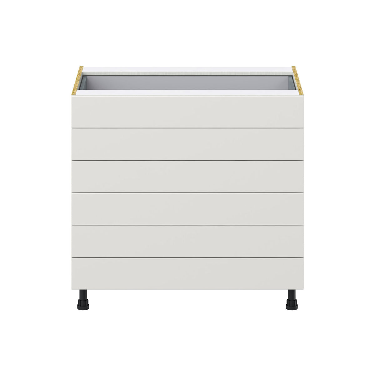 Hugo&Borg Belcourt 36-in W x 34.5-in H x 24-in D Gray Painted 6-Drawer Base Fully Assembled Cabinet (Recessed Panel Style)