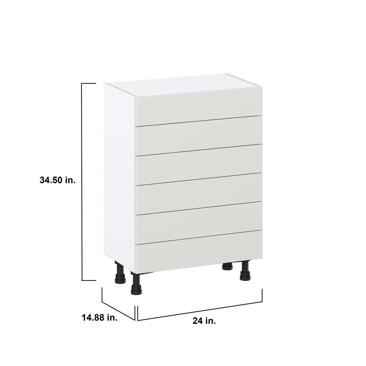 Hugo&Borg Belcourt 24-in W x 34.5-in H x 14-in D Gray Painted 6-Drawer Base Fully Assembled Cabinet (Recessed Panel Style)
