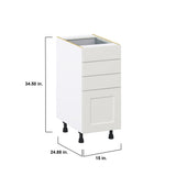 Hugo&Borg Belcourt 15-in W x 34.5-in H x 24-in D Gray Painted 4-Drawer Base Fully Assembled Cabinet (Recessed Panel Style)