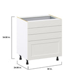 Hugo&Borg Belcourt 30-in W x 34.5-in H x 24-in D Gray Painted 4-Drawer Base Fully Assembled Cabinet (Recessed Panel Style)