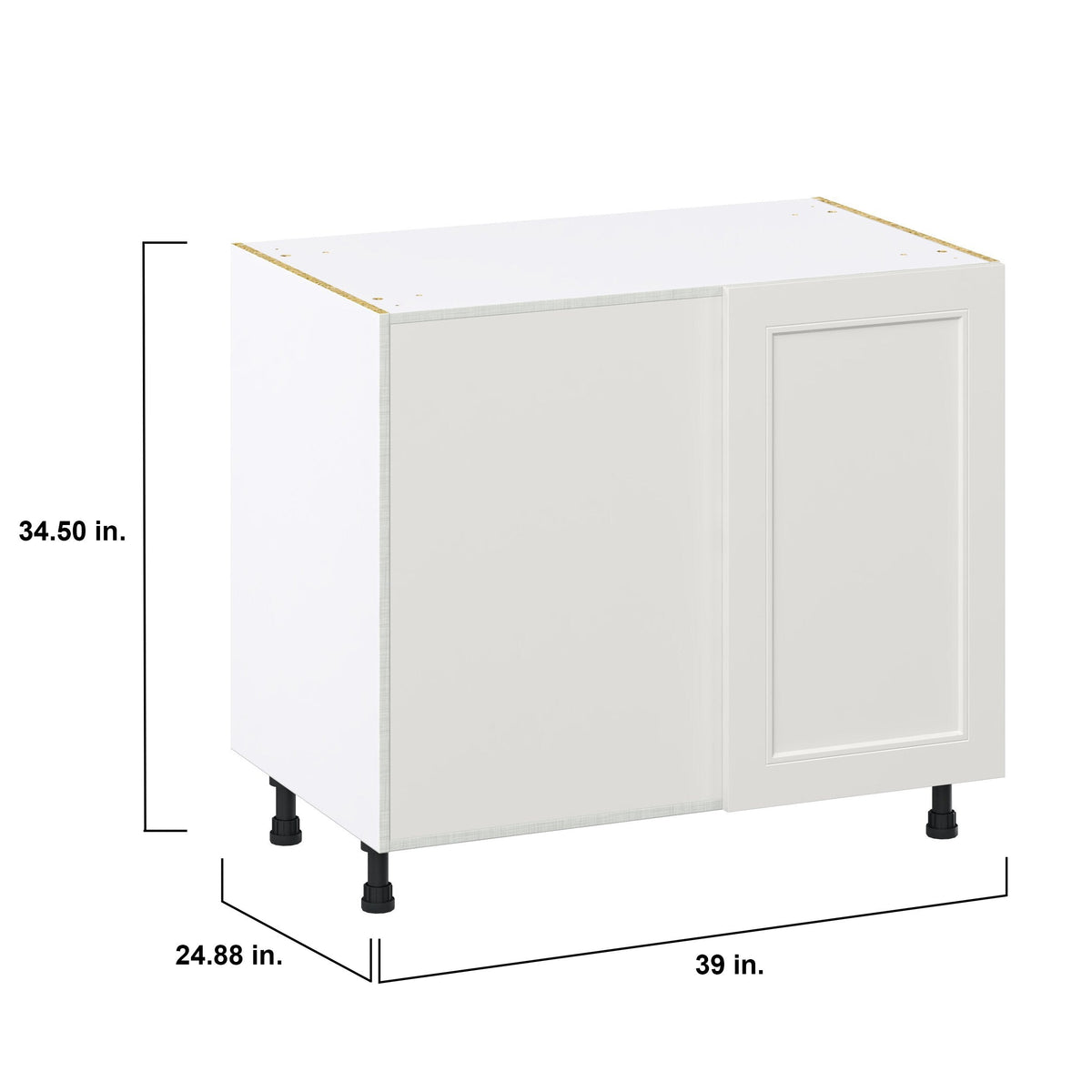 Hugo&Borg Belcourt 39-in W x 34.5-in H x 24-in D Gray Painted Blind Corner Base Fully Assembled Cabinet (Recessed Panel Shaker Style)
