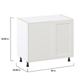 Hugo&Borg Belcourt 39-in W x 34.5-in H x 24-in D Gray Painted Blind Corner Base Fully Assembled Cabinet (Recessed Panel Shaker Style)